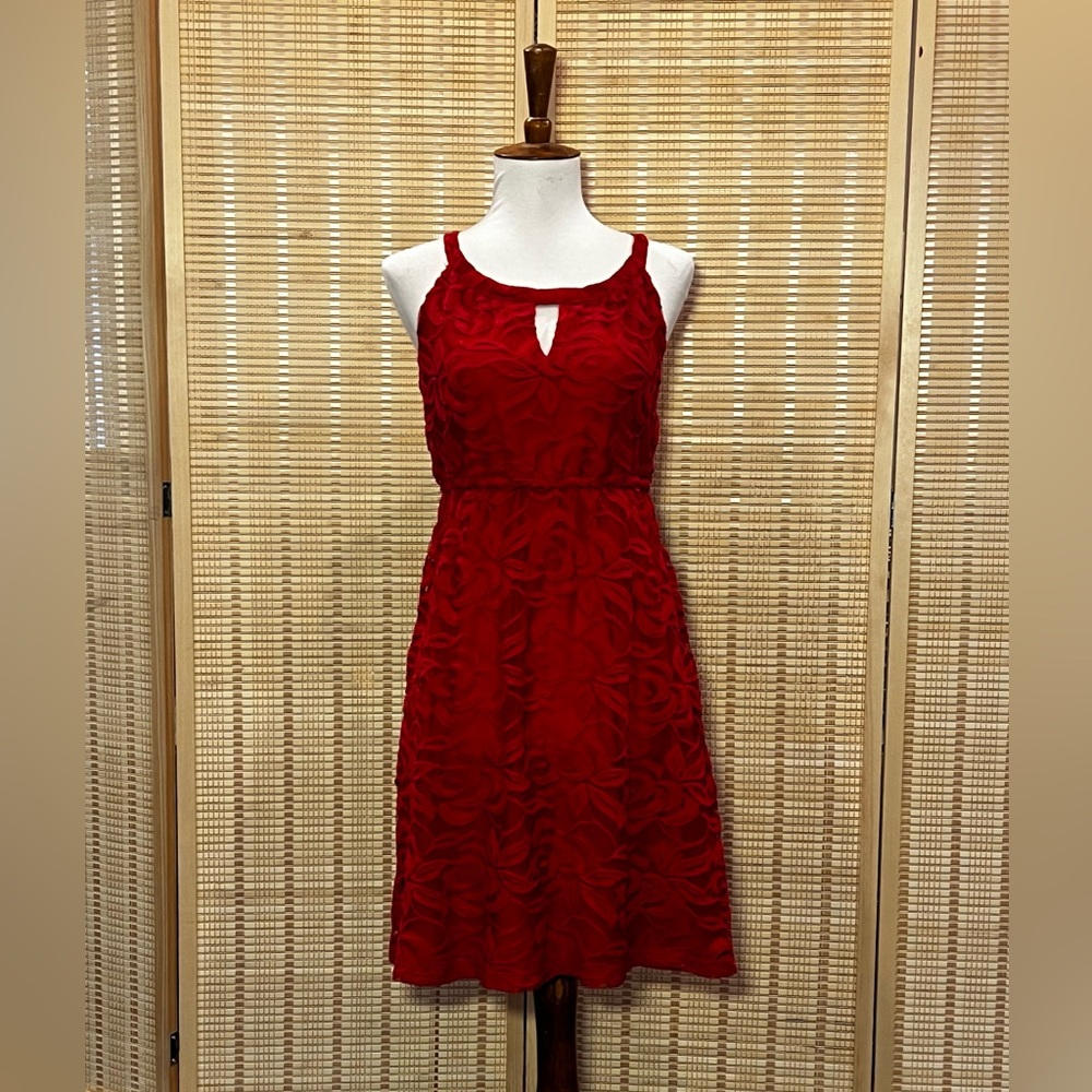 Ann Taylor LOFT petites XS P lace sleeveless halter a-line dress